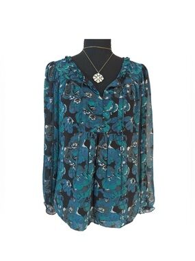 A NEW APPROACH ~ Women’s long sleeve fully lined black/teal color top size MP